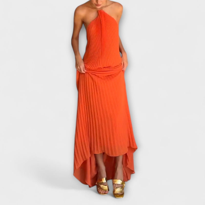 Poppy - Vestito elegante con scollo plissettato