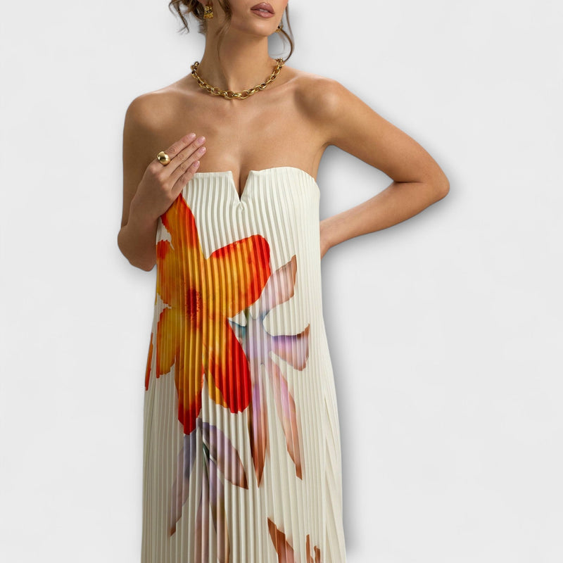 Michelle - Vestito Maxi Sweetheart in Floral Arancione