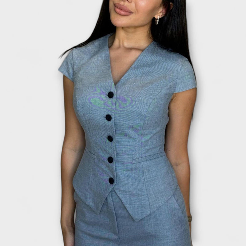 Ivy - Completo di top e pantaloni con scollo a V elegante