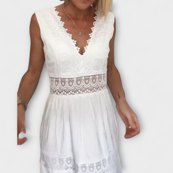 Aurélie - Elegante vestito in pizzo con scollatura a V