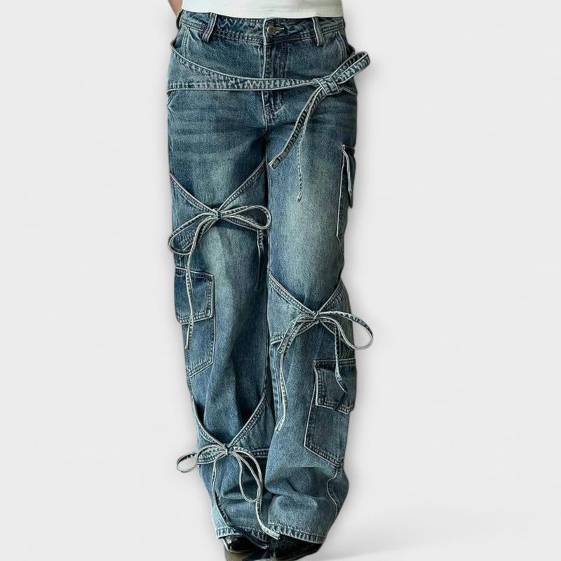 Paloma - Jeans in denim utilitari con dettaglio di nodo