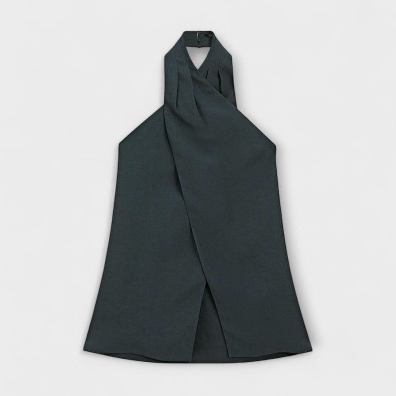 Hannah - Top a Collo Halter Blu con Scollatura sulla Schiena