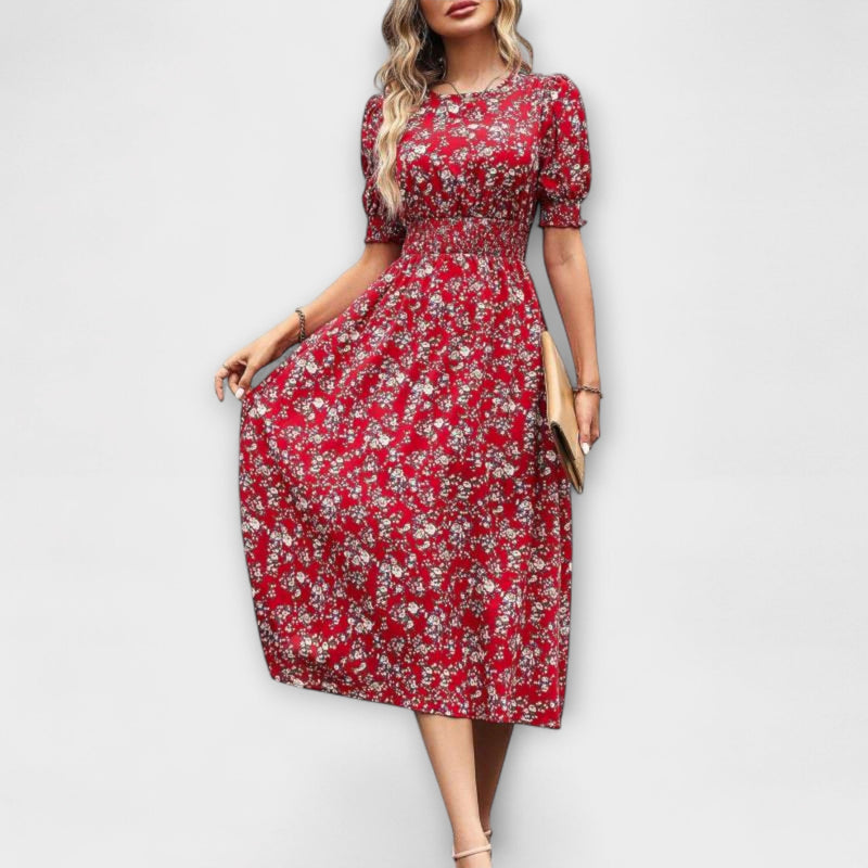 Amelia - Vestito con scollo rotondo e stampa floreale