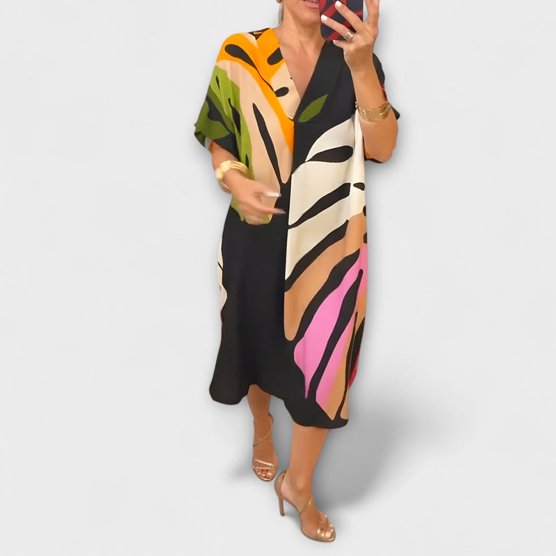 Roos - Vestito Casual con Stampa di Foglie Colorate