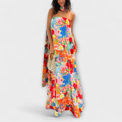 Harlow - Vestito Maxi Floreale Senza Spalline