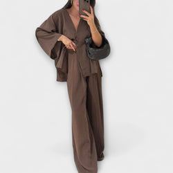 Jacqueline - Completo Casual con Top a Scollatura a V e Pantaloni