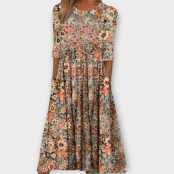 Paula - Elegante vestito floreale in tessuto premium