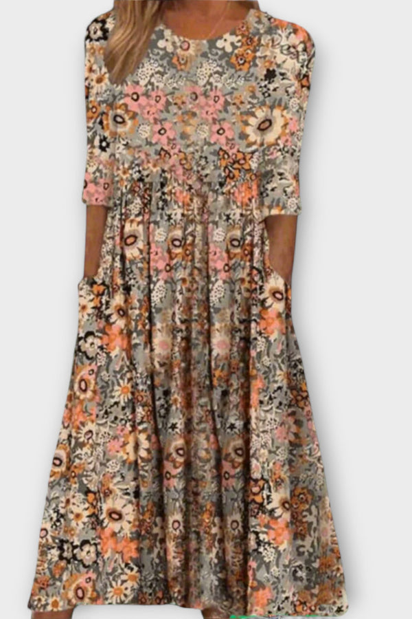 Paula - Elegante vestito floreale in tessuto premium