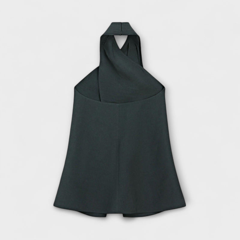 Hannah - Top a Collo Halter Blu con Scollatura sulla Schiena