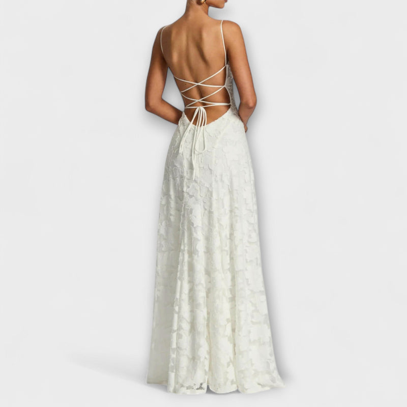 Emberly - Elegante vestito maxilungo in jacquard