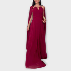 Mabel - Elegante vestito maxi con maniche a strati e alta apertura