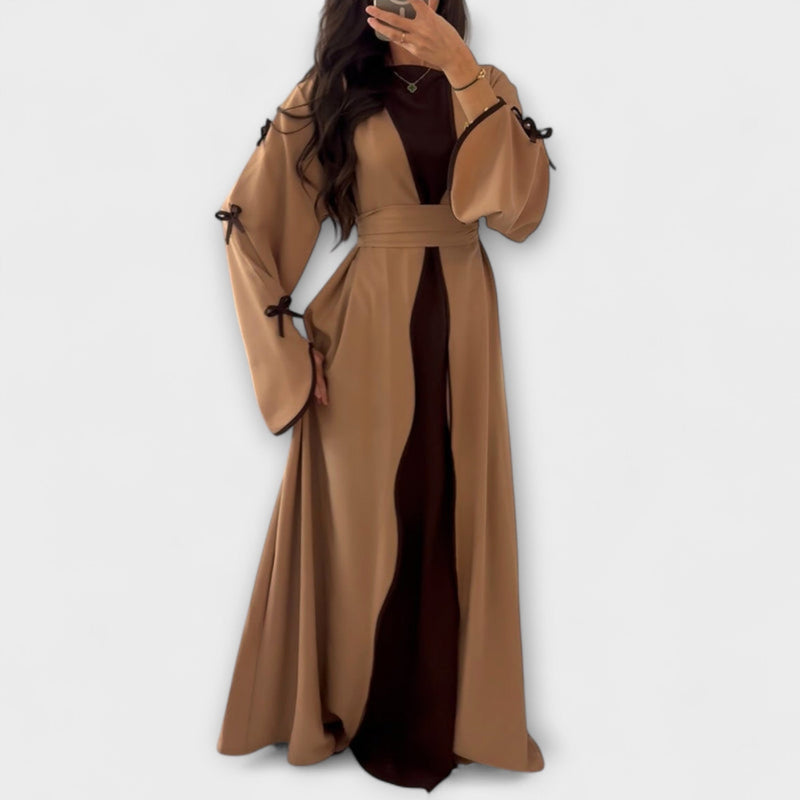 Jasmin - Elegante duo di cardigan e vestito con decorazione di fiocchi