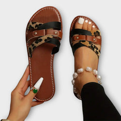 Sandali Leopardo con Cinghie Incrociate