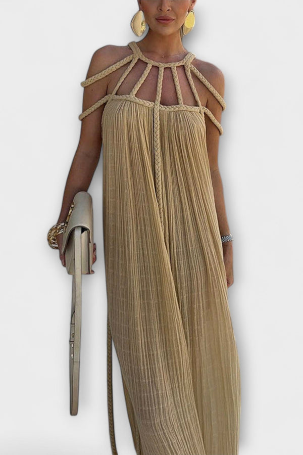 Briar - Chic Maxidress in misto lino con trecce drappeggiate
