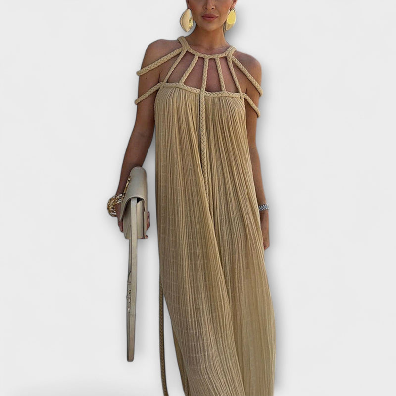 Briar - Chic Maxidress in misto lino con trecce drappeggiate