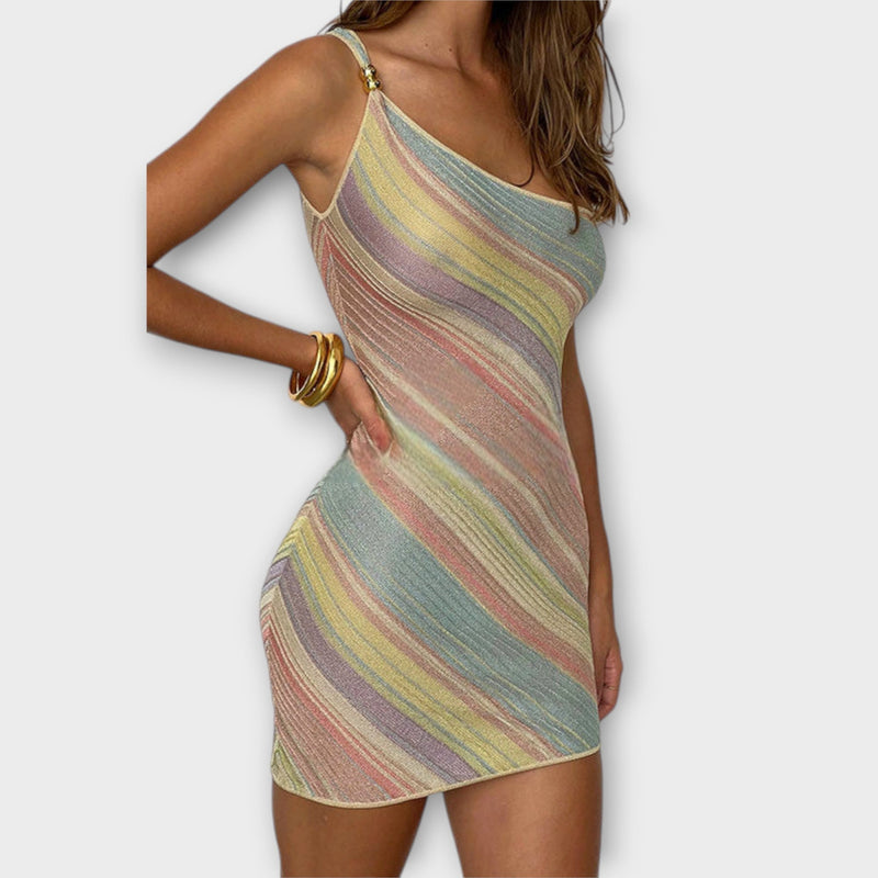 Kira - Mini abito in maglia a una spalla alla moda