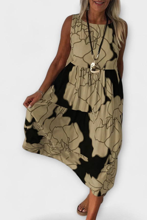 Vestito midi floreale con gonna a volant