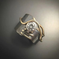Anello Retro Dunkel Argento Zirconia