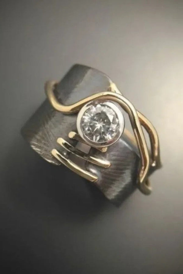 Anello Retro Dunkel Argento Zirconia