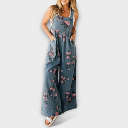 Bethany - Tuta in denim con stampa floreale