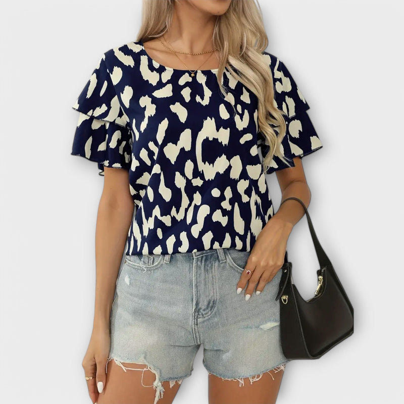 Evelyn - Blusa casual con collo rotondo