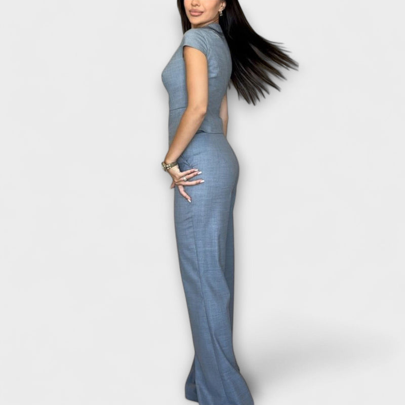 Ivy - Completo di top e pantaloni con scollo a V elegante