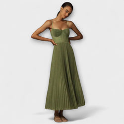 Marilyn - Abito Midi in Tulle con Gonna Plissettata e Design a Bustier