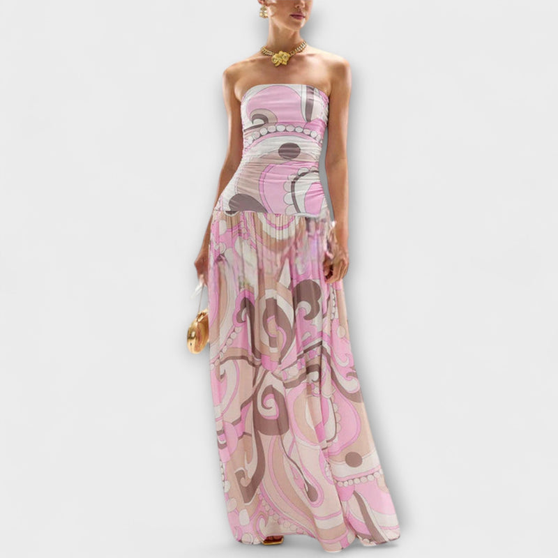 Tatum - Impresionante vestito maxi senza maniche in tonalità pastello