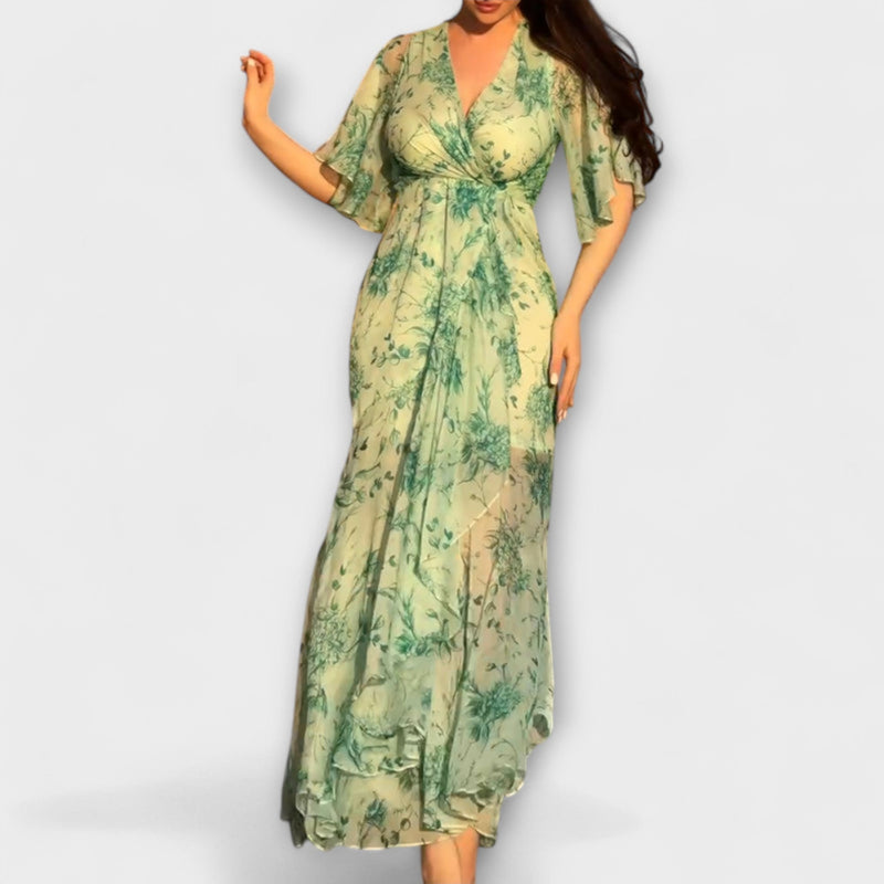 Lana - Elegante vestito floreale con scollo a V