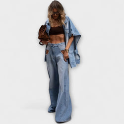 Blair - Completo in denim senza maniche a taglio ampio