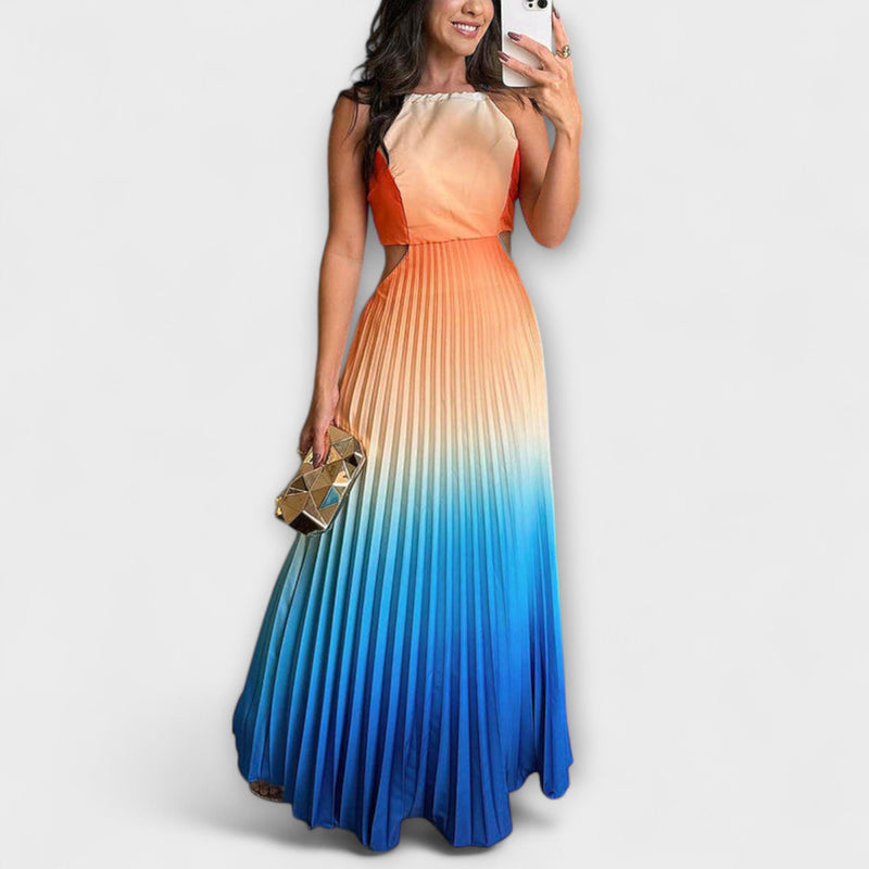Haven - Elegante vestito maxi con spalline e degradé