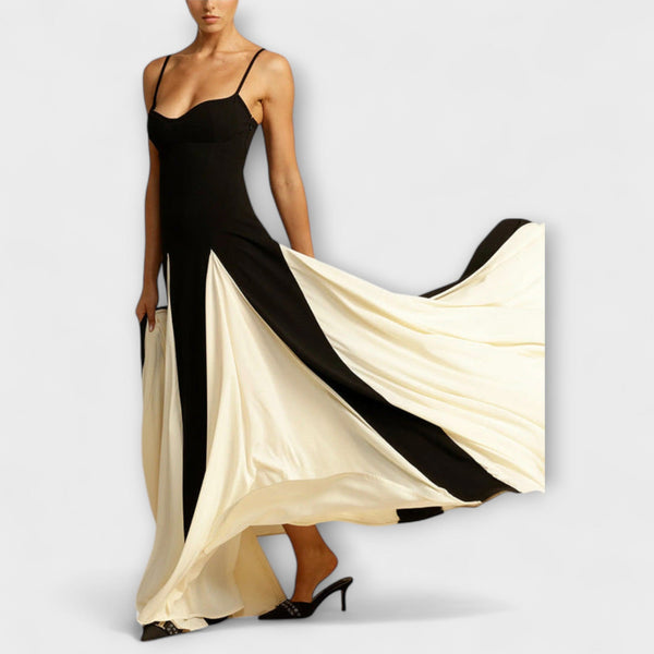Ember - Eleganza Classica Abito Maxi A-Line con Pannelli di Tulle