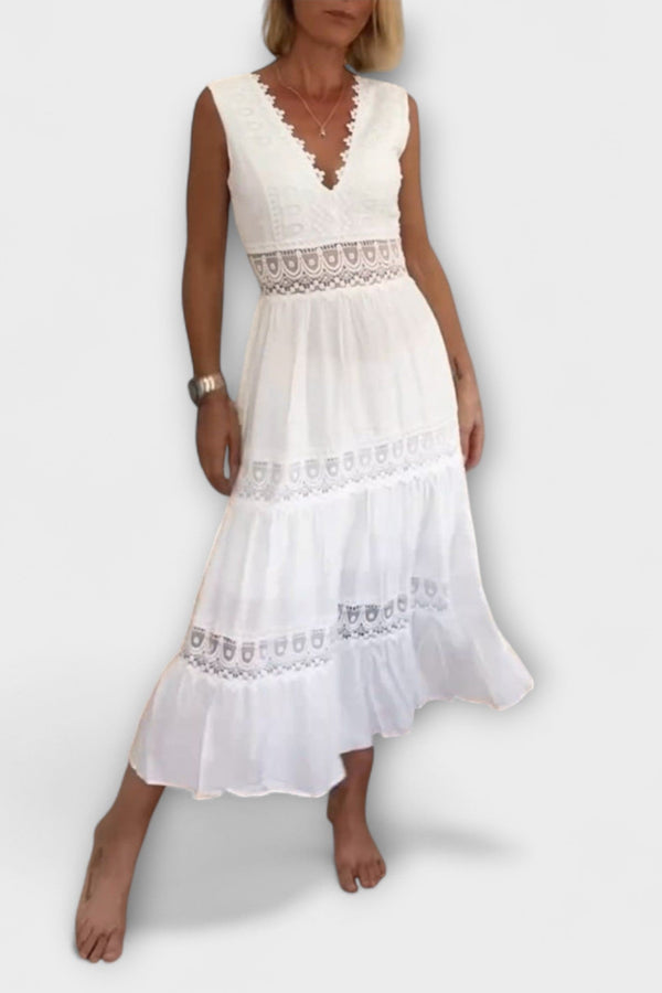 Aurélie - Elegante vestito in pizzo con scollatura a V