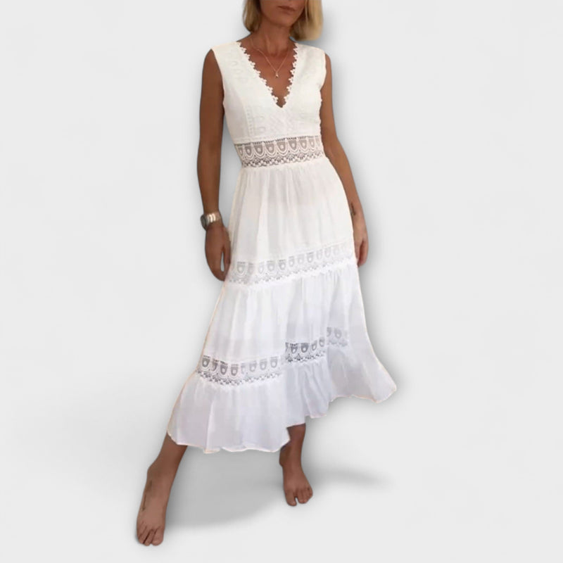 Aurélie - Elegante vestito in pizzo con scollatura a V