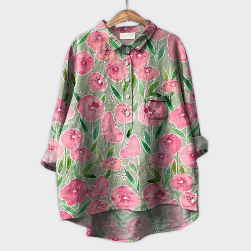 Magdalena - Blusa da donna realizzata a mano con design floreale