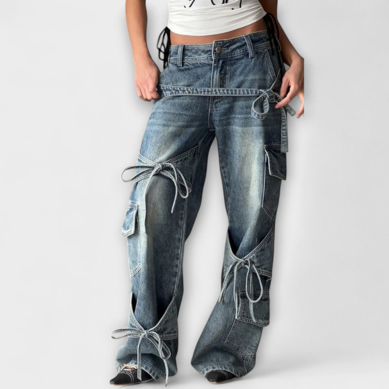 Paloma - Jeans in denim utilitari con dettaglio di nodo