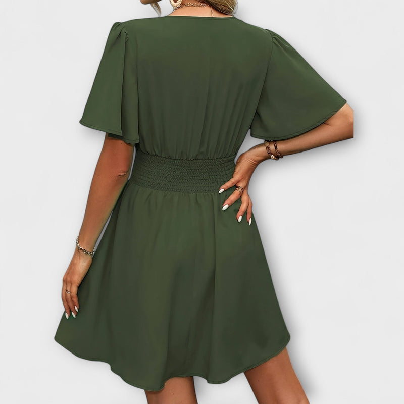 Winslet - Vestito con vita arricciata e scollatura a V