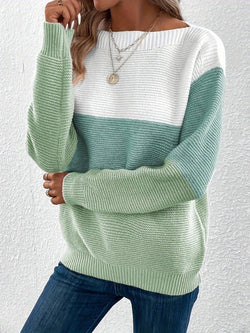 Clara - Elegante maglione patchwork tricolore