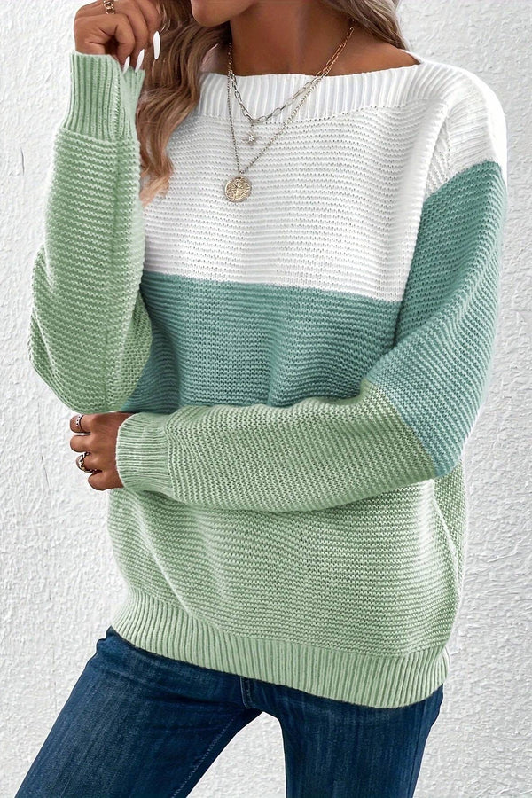 Clara - Elegante maglione patchwork tricolore