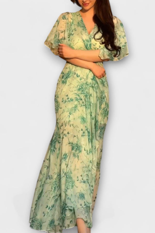 Lana - Elegante vestito floreale con scollo a V