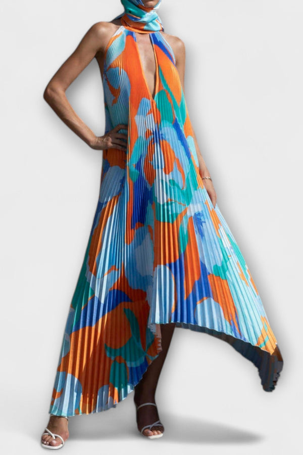 Vida - Elegante vestito midi con scollo a halter e schiena scoperta