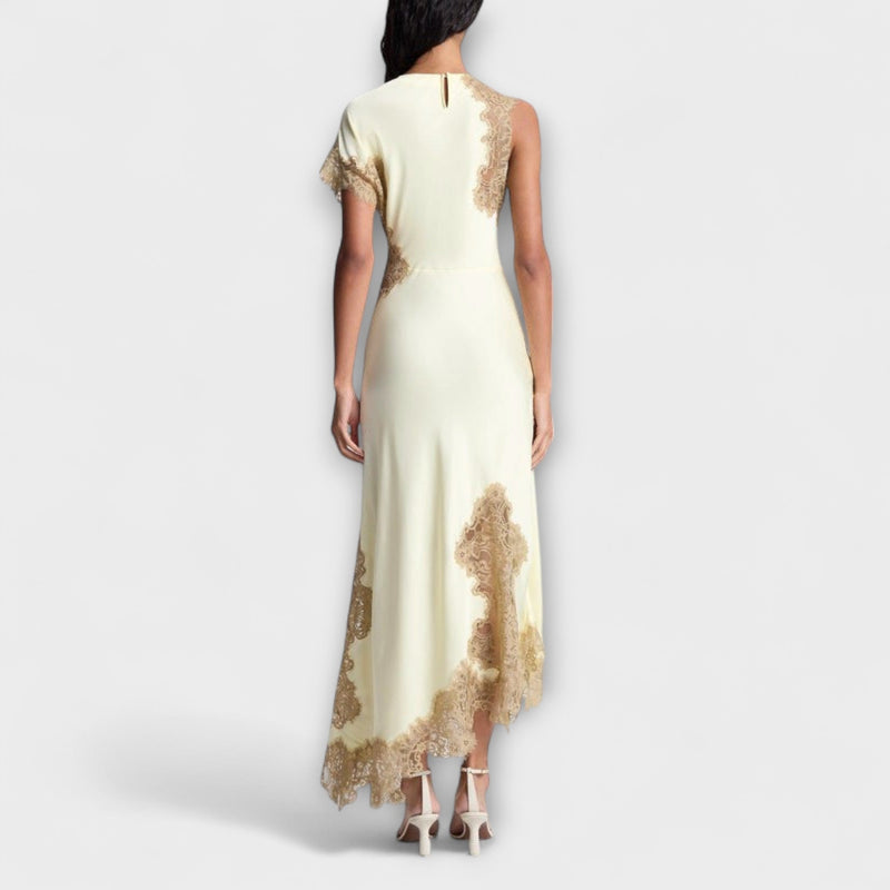 Margaret - Vestito lungo con accenti di raso e pizzo