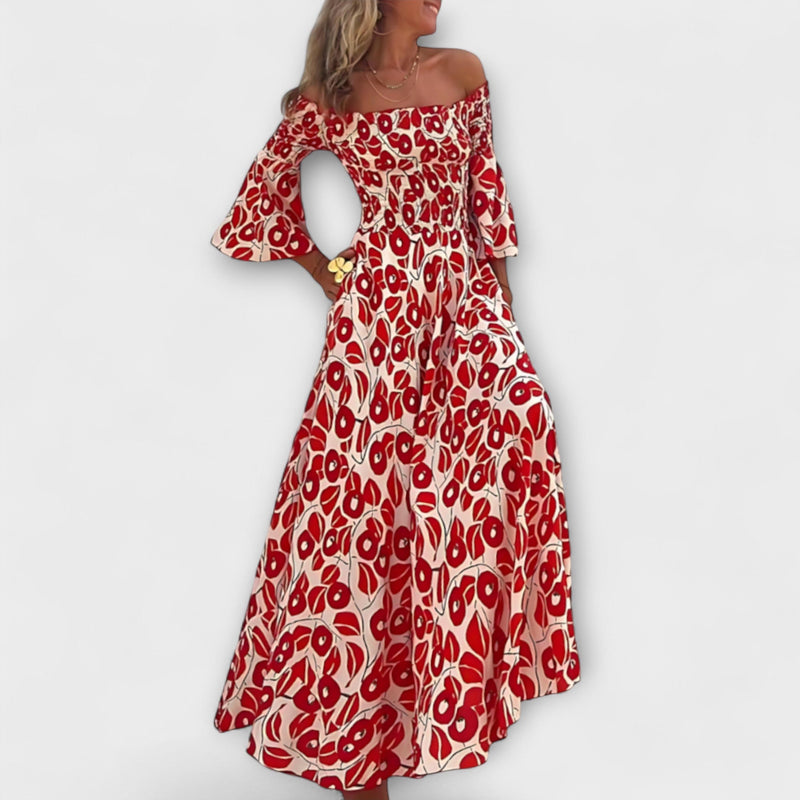 Bella - Vestito Off-Shoulder con Fiori Marini