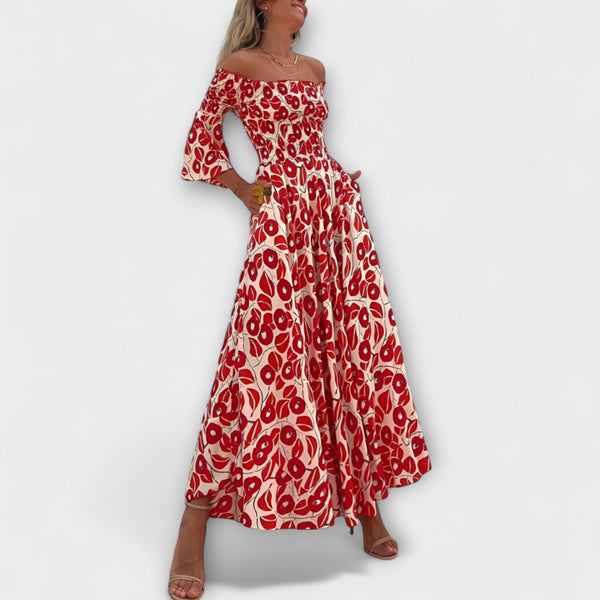 Bella - Vestito Off-Shoulder con Fiori Marini