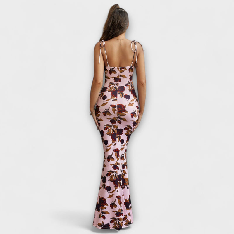 Thalia - Abito da Prom con Stampa Floreale e Spalline Legate
