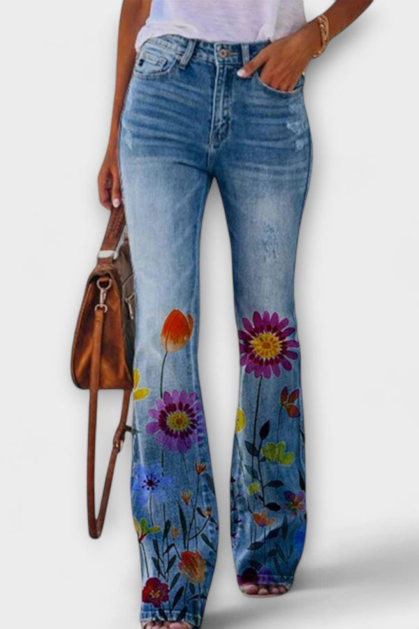 Pantaloni con fiori