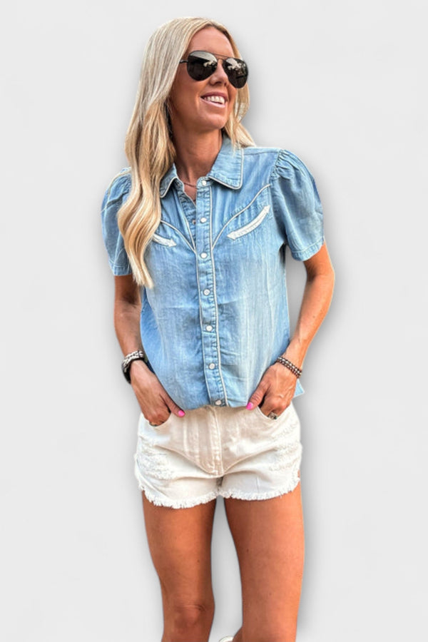 Autunno - Camicia Western Blaue Booker con bottoni