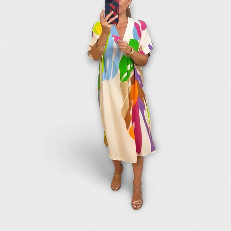 Roos - Vestito Casual con Stampa di Foglie Colorate
