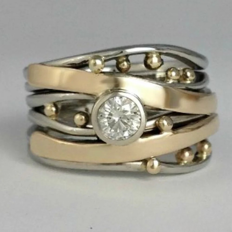 Set di anelli classici con zirconi
