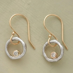 Orecchini vintage in zirconia oro e argento